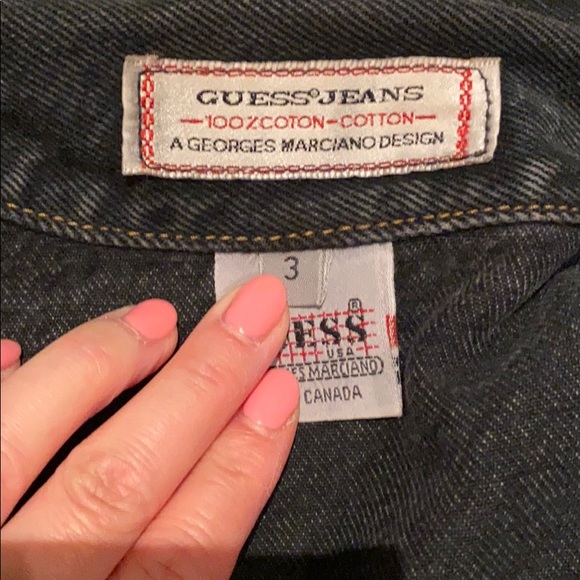 Guess vintage unisex black denim short jean jacket - Picture 3 of 16